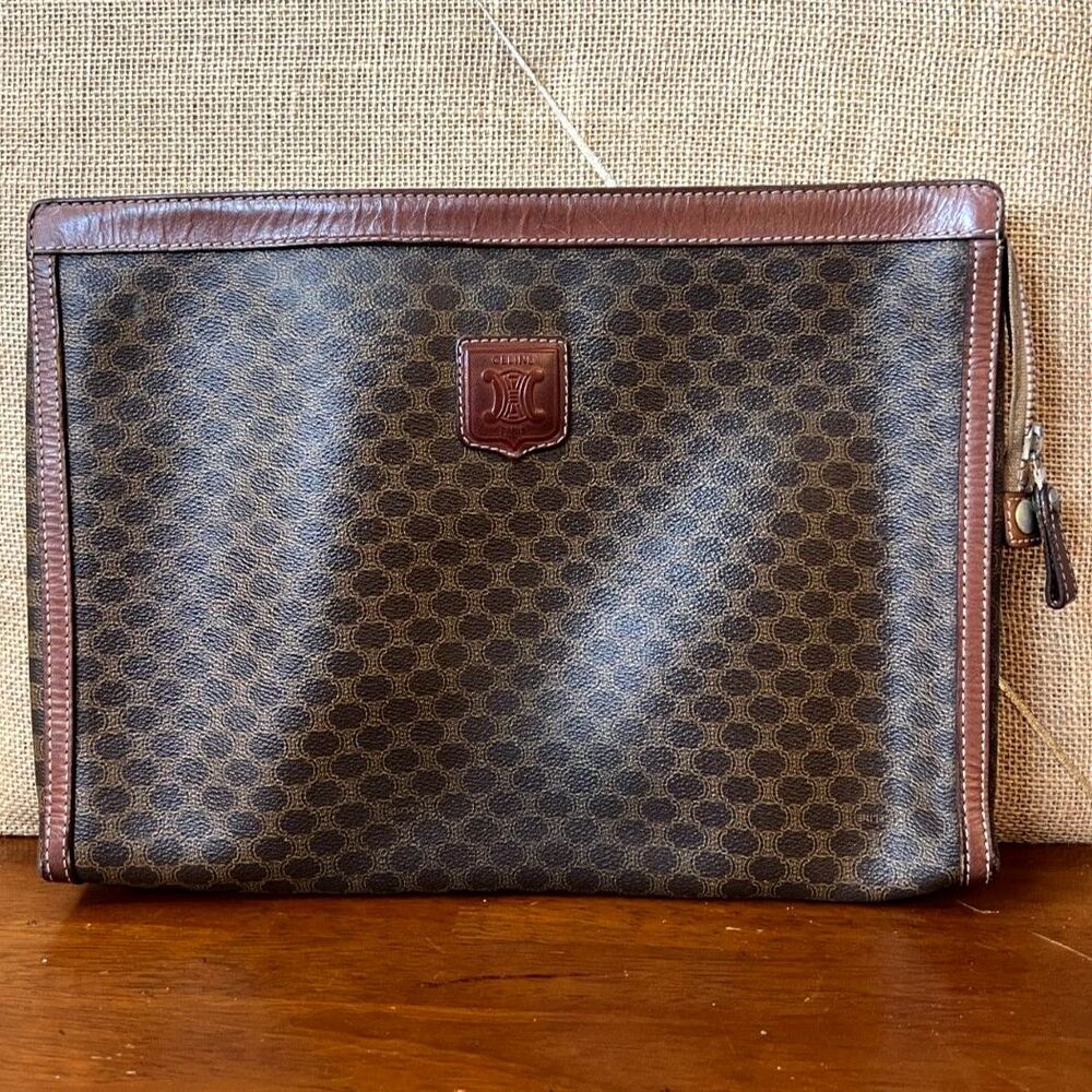 CELINE Vintage Triomphe Macadam Portfolio Document Bag